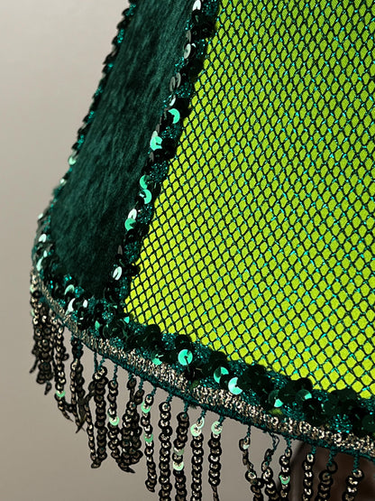 Victorian lampshade light green fabric fringe PRODUCT TO ORDER. 1118