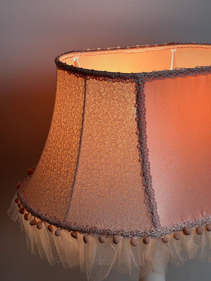 Victorian pink handmade lampshade for a night lamp, vintage style. 5307