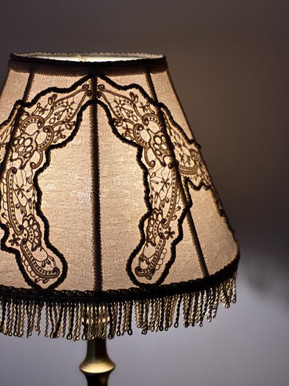 Victorian Lampshade Pastel Beige with Fringe. 1109