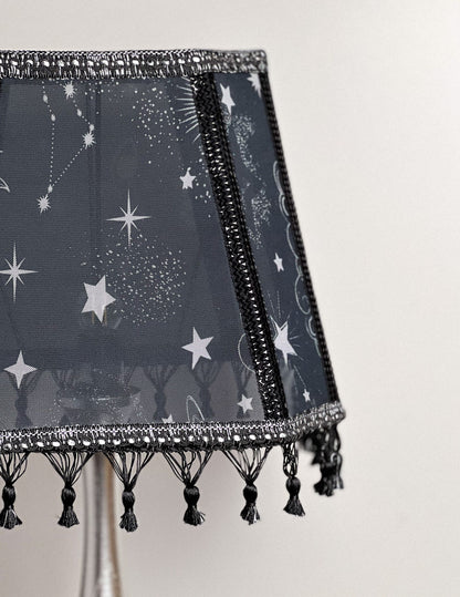 Art Deco lampshade made of two-tone fabric and fringe with tassels. unique lampshade. 1403