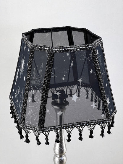 Art Deco lampshade made of two-tone fabric and fringe with tassels. unique lampshade. 1403