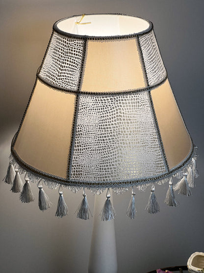 Fabric lampshade. Handmade Victorian Fringed Lampshade. 3103