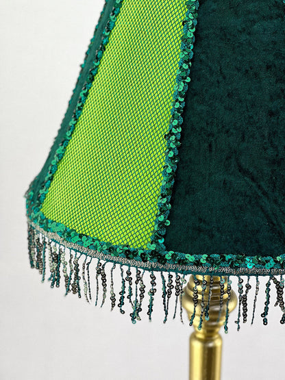 Victorian lampshade light green fabric fringe PRODUCT TO ORDER. 1118