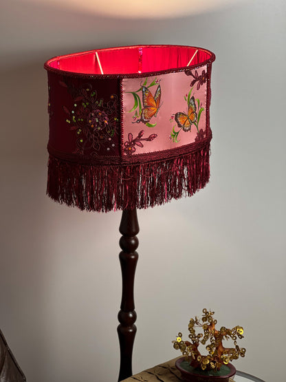 Designer Burgundy Lampshade - Handmade for Large, Romantic, and Deco Lighting. 1805