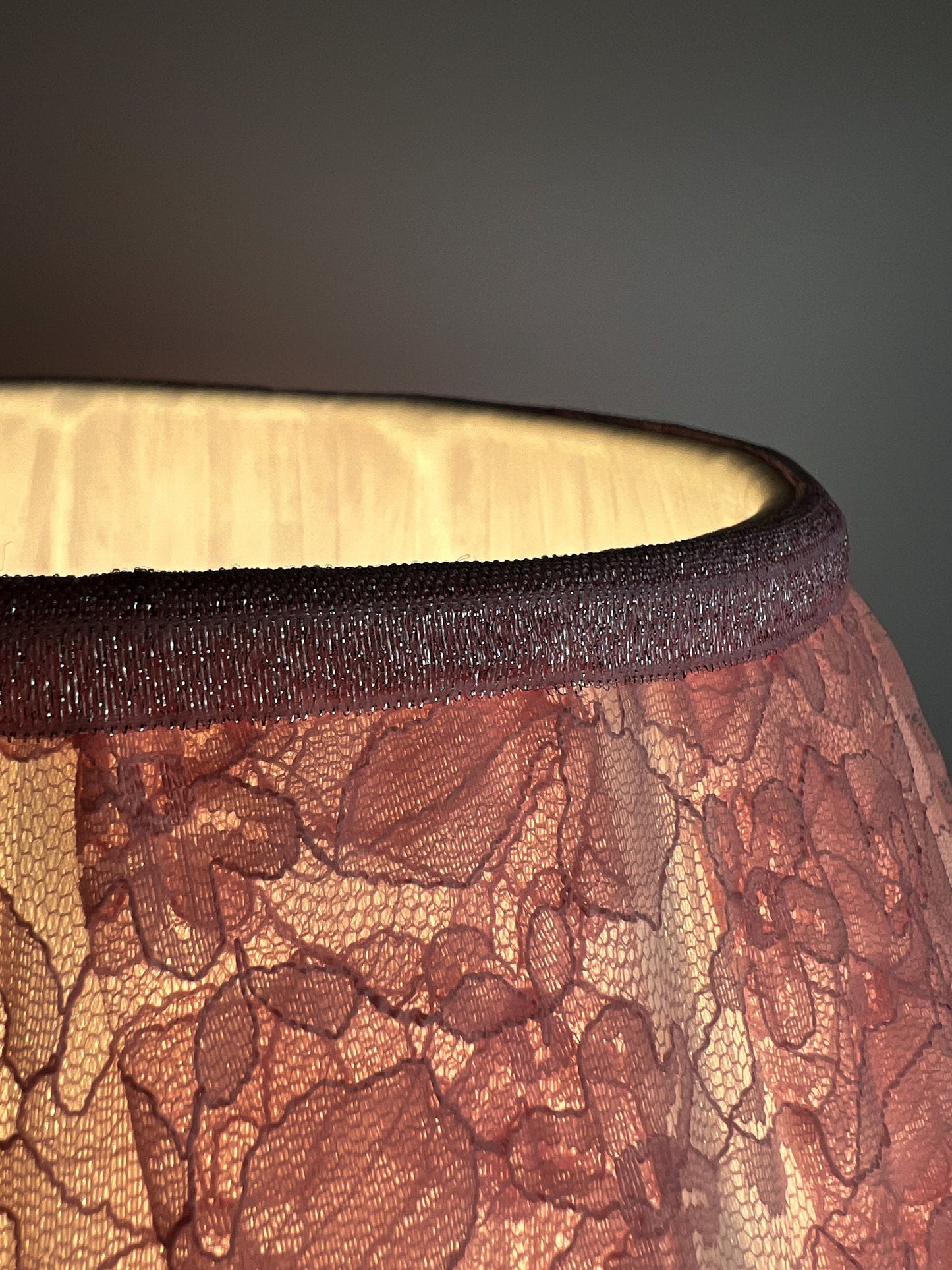 Pink Fringed Lampshade, Vintage Romantic Lighting for Night Light or Bedside Lamp. 6201