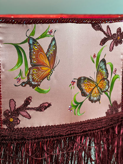 Designer Burgundy Lampshade - Handmade for Large, Romantic, and Deco Lighting. 1805