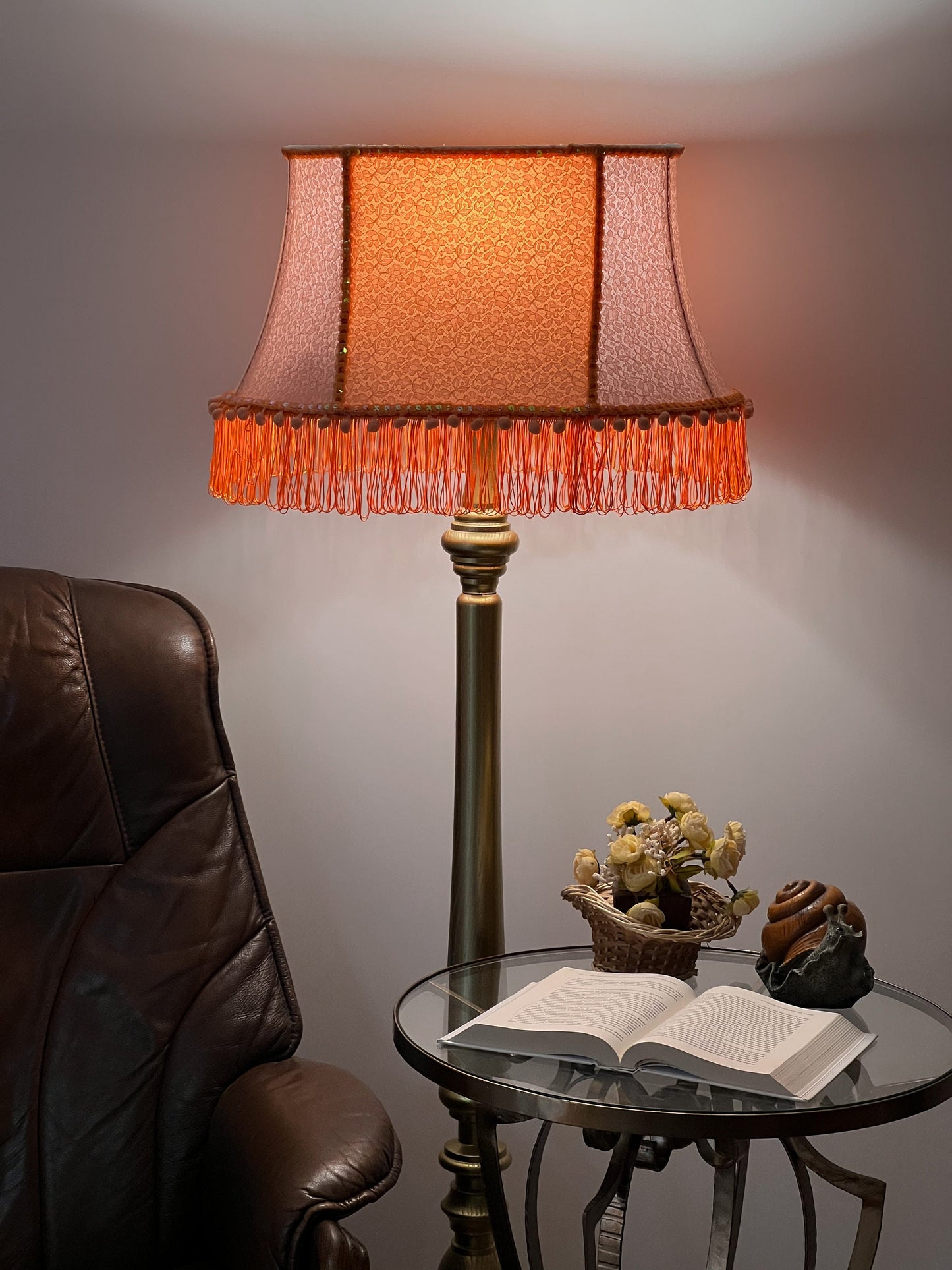 Handmade Fringed Lampshade for Large Lamp. 5306