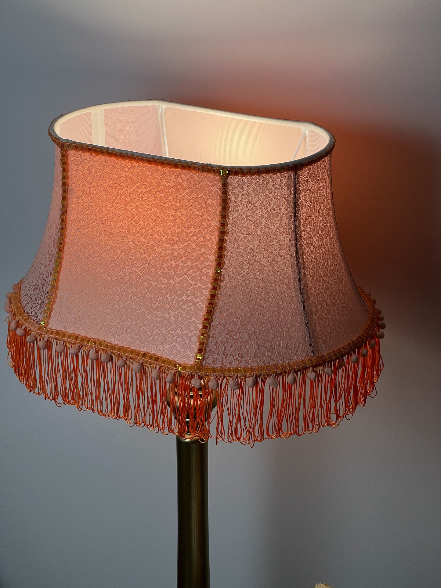 Handmade Fringed Lampshade for Large Lamp. 5306