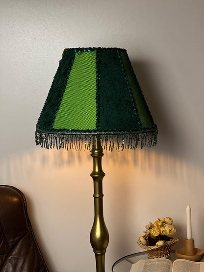 Victorian lampshade light green fabric fringe PRODUCT TO ORDER. 1118