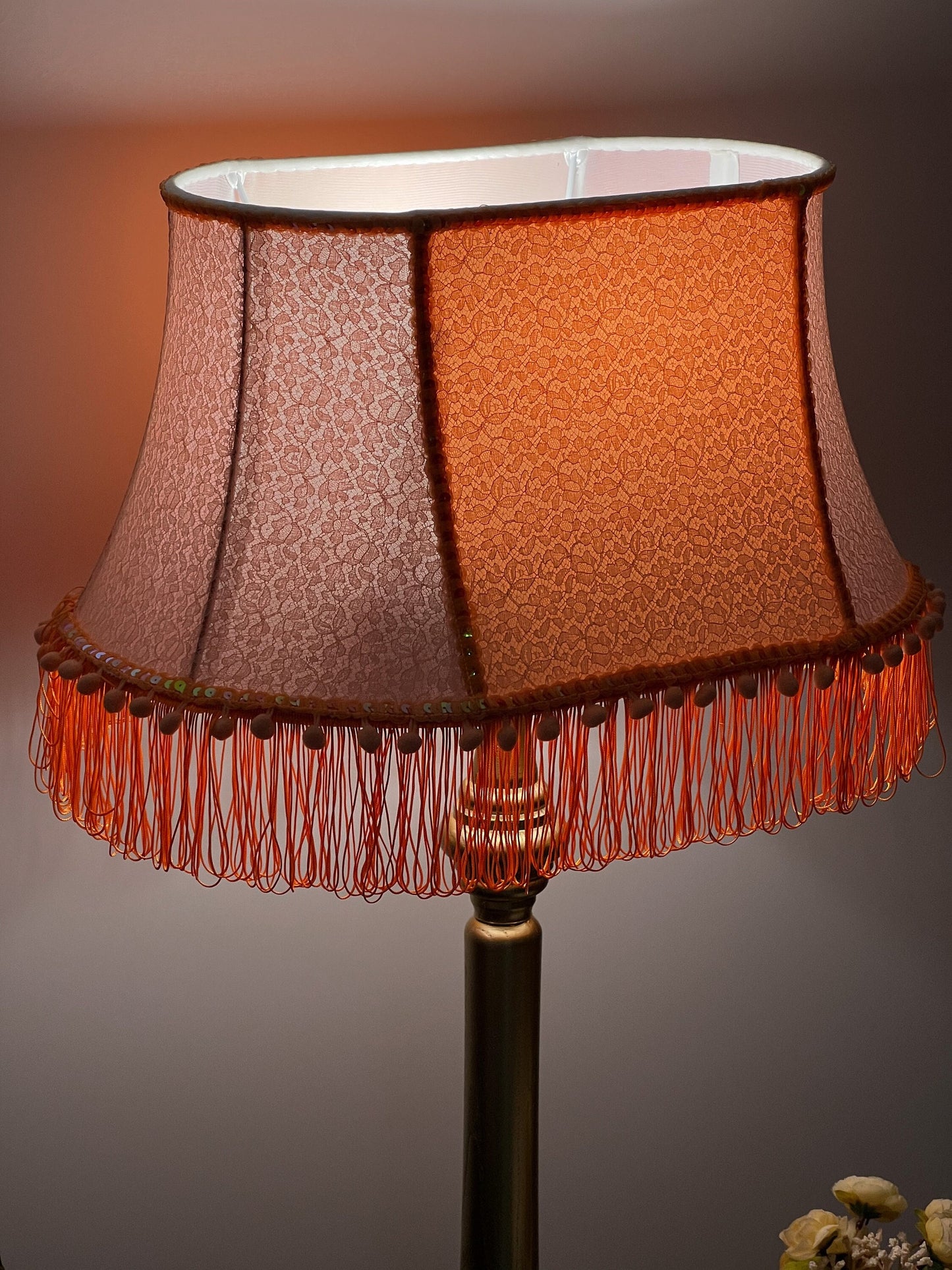 Handmade Fringed Lampshade for Large Lamp. 5306