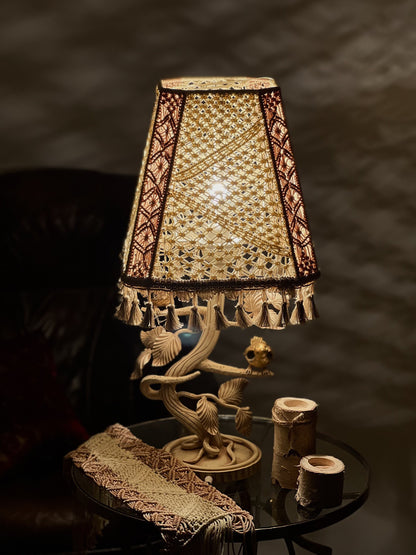 Metal table lamp. Handmade Victorian crochet table lamp. 6406