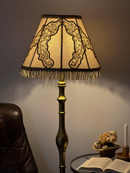 Victorian Lampshade Pastel Beige with Fringe. 1109
