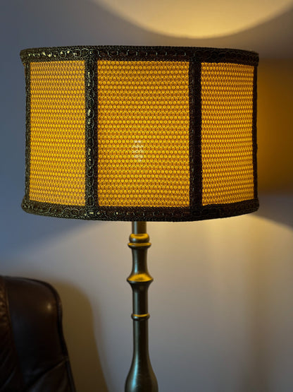 Handmade Yellow Mesh and Fabric Lampshade. 1601