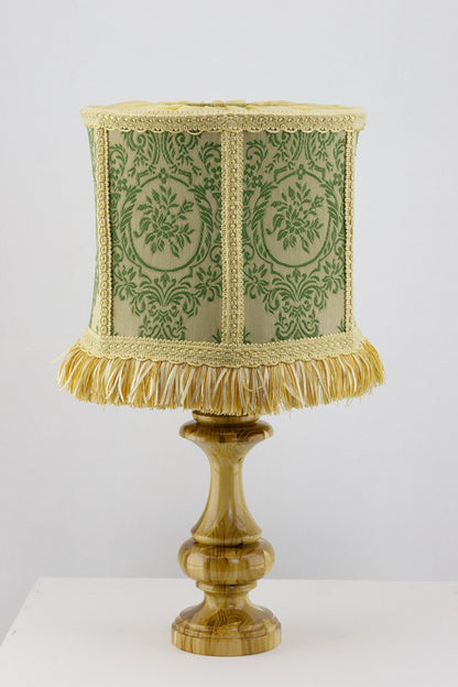 Beige and green handmade fabric lampshade 5901