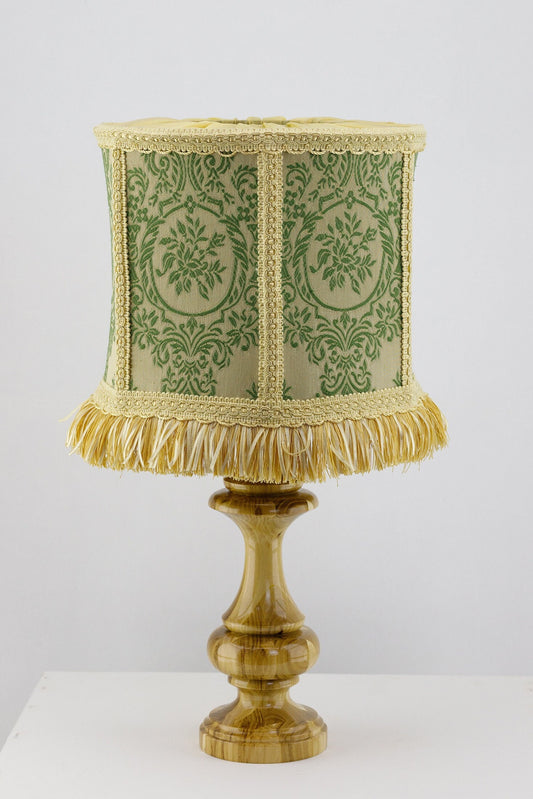 Beige and green handmade fabric lampshade 5901