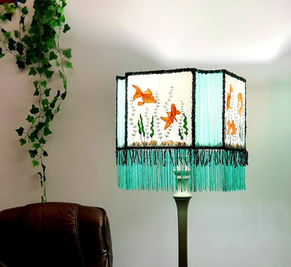 Lampshade, Art Deco. Goldfish Lush silk lampshade. 2805