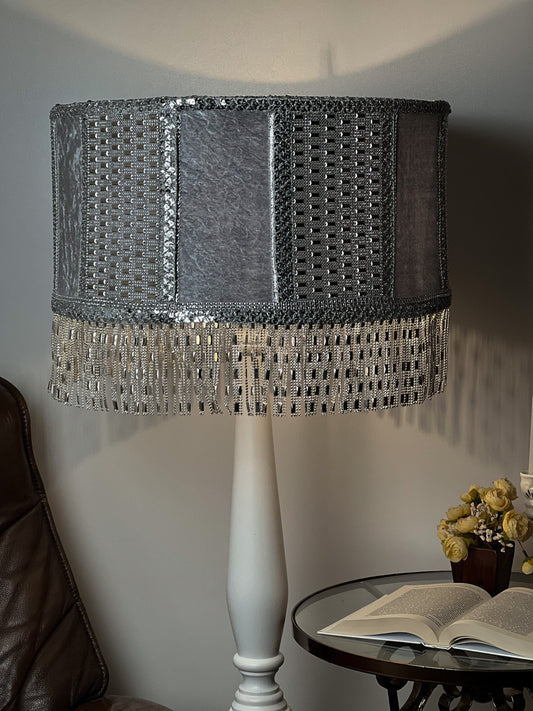 Luxurious Fabric Drum Lampshade for Opulent Retro Victorian Lamp