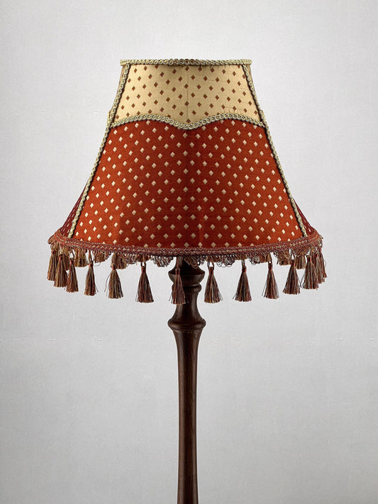 Victorian silk lampshade with dual colors and tassels. PRODUCT TO ORDER. 3606
