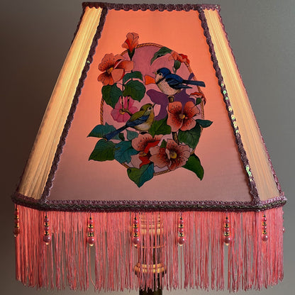 Lampshade, fabric lampshade, Enchanting Victorian Lampshade: Handcrafted with Bird. 3404