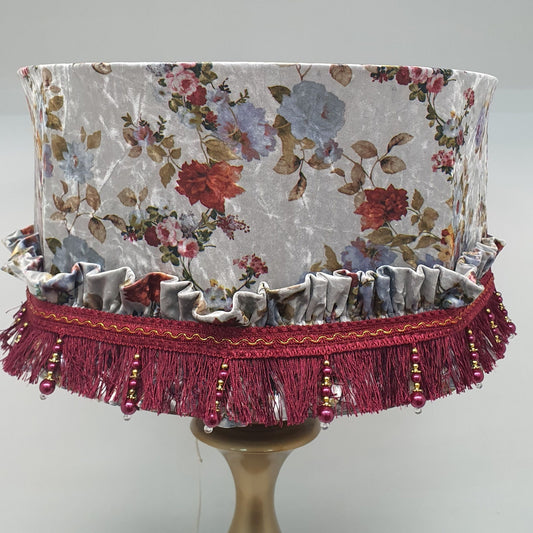 Lampshade. Drum shade with Art Deco fringe and pattern. 6906