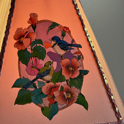 Lampshade, fabric lampshade, Enchanting Victorian Lampshade: Handcrafted with Bird. 3404