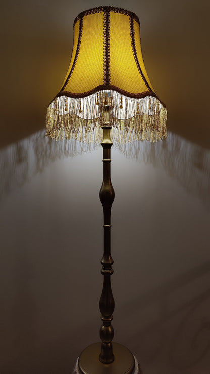 Floor lamp with yellow fabric shade with fringe. 4701 Product to order!