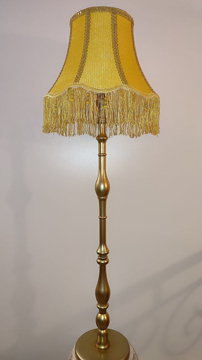 Floor lamp with yellow fabric shade with fringe. 4701 Product to order!