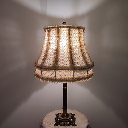 An Elegant Victorian Beaded Beige Lamp Shade Decor For a Luxurious Interior Vintage Decor Shabbishik. 4201