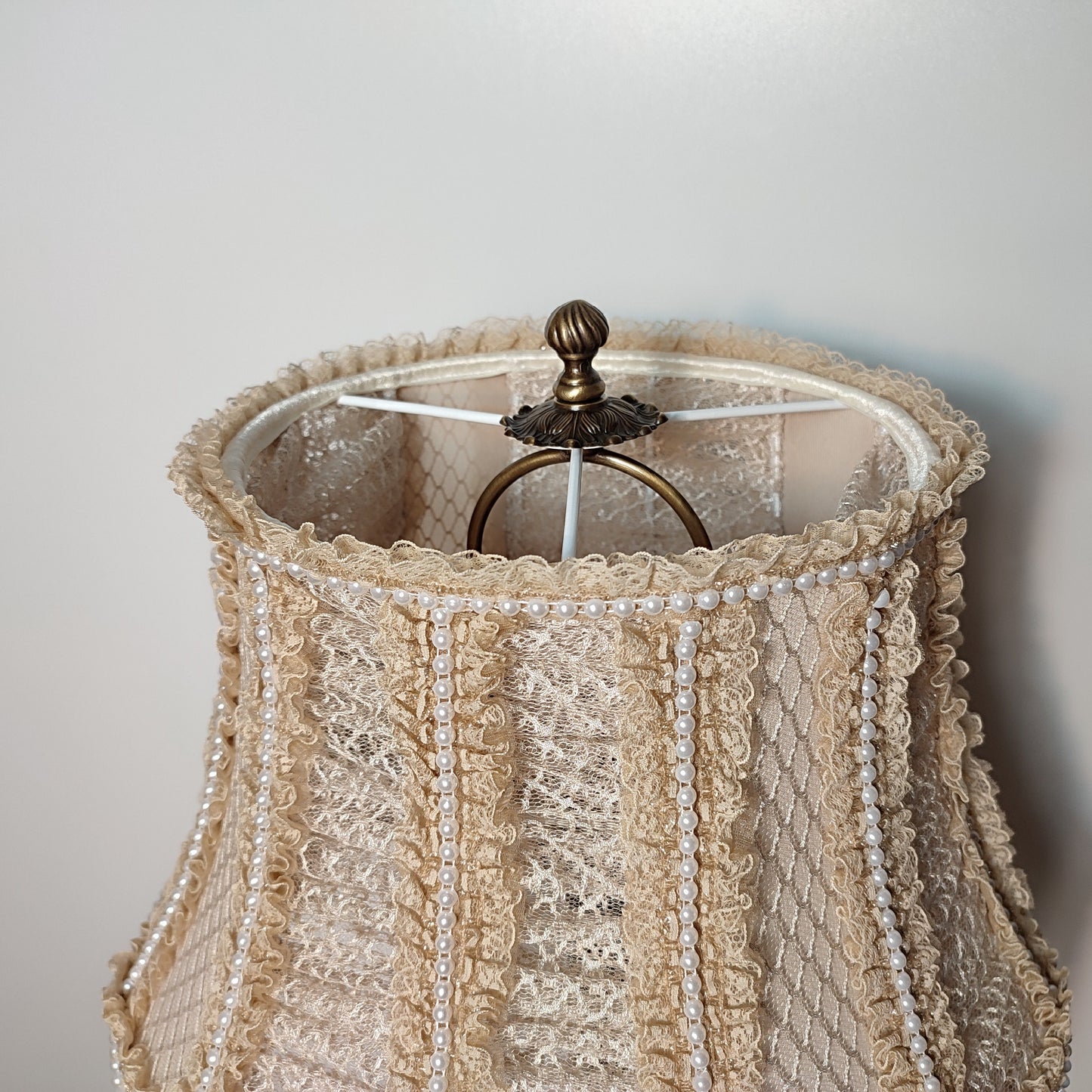 An Elegant Victorian Beaded Beige Lamp Shade Decor For a Luxurious Interior Vintage Decor Shabbishik. 4201