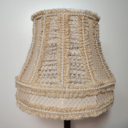 An Elegant Victorian Beaded Beige Lamp Shade Decor For a Luxurious Interior Vintage Decor Shabbishik. 4201