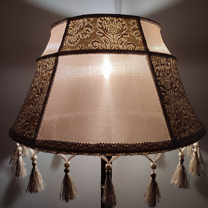 Table lamp, art deco lamp, antique lamp, bronze base with fabric shade, handmade home lamp. 7903
