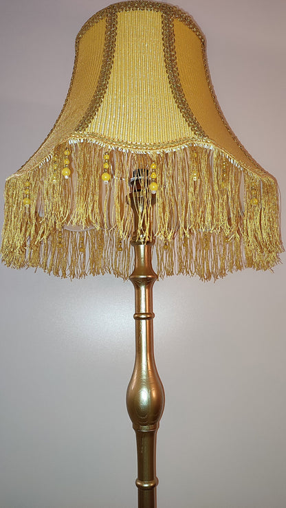 Floor lamp with yellow fabric shade with fringe. 4701 Product to order!