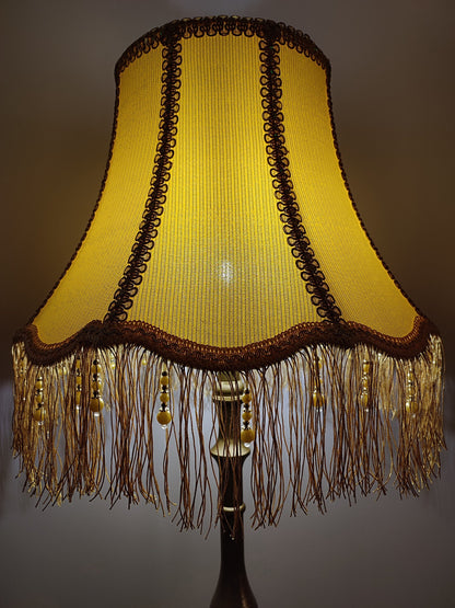 Floor lamp with yellow fabric shade with fringe. 4701 Product to order!