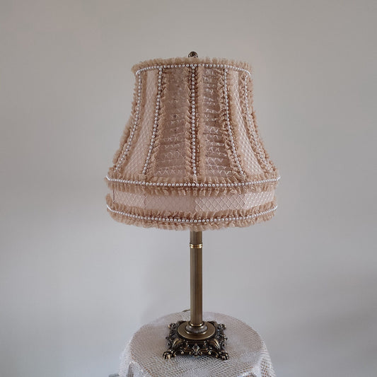 An Elegant Victorian Beaded Beige Lamp Shade Decor For a Luxurious Interior Vintage Decor Shabbishik. 4201