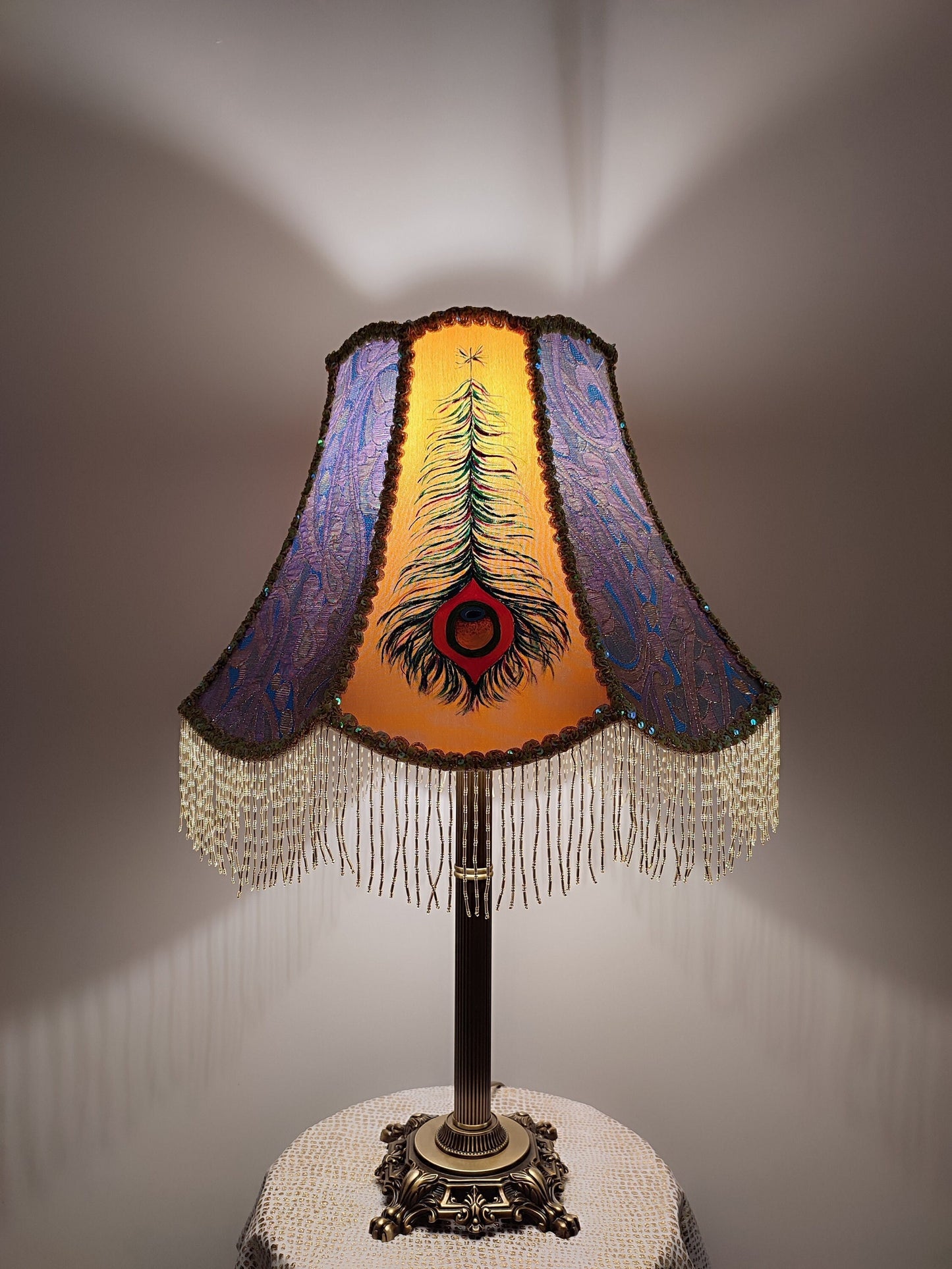 Lampshade. Enchanting Victorian Lampshade: Handcrafted with Peacock. PRODUCT TO ORDER. 2008