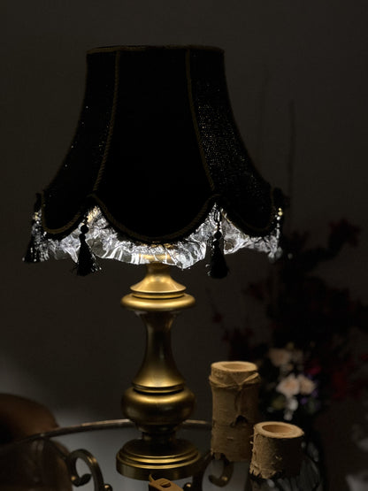 Table lamp, unique lampshades, handmade home lamp, Victorian table lamp with perforated leather shade. 0301