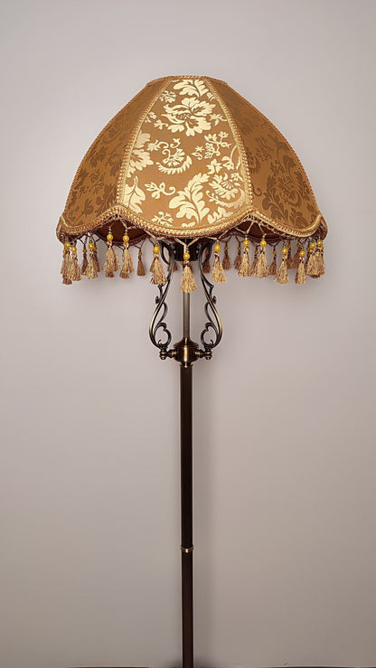 Floor lamp, lamp floor, Victorian Style, fabric lampshade, brass lamp base. 2602м